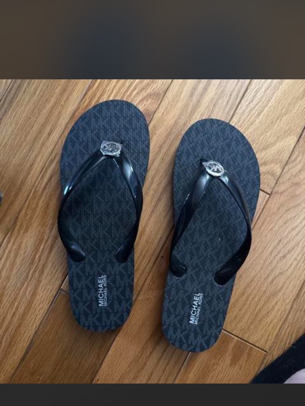 Michael Kors Black MK Logo Thong Sandals